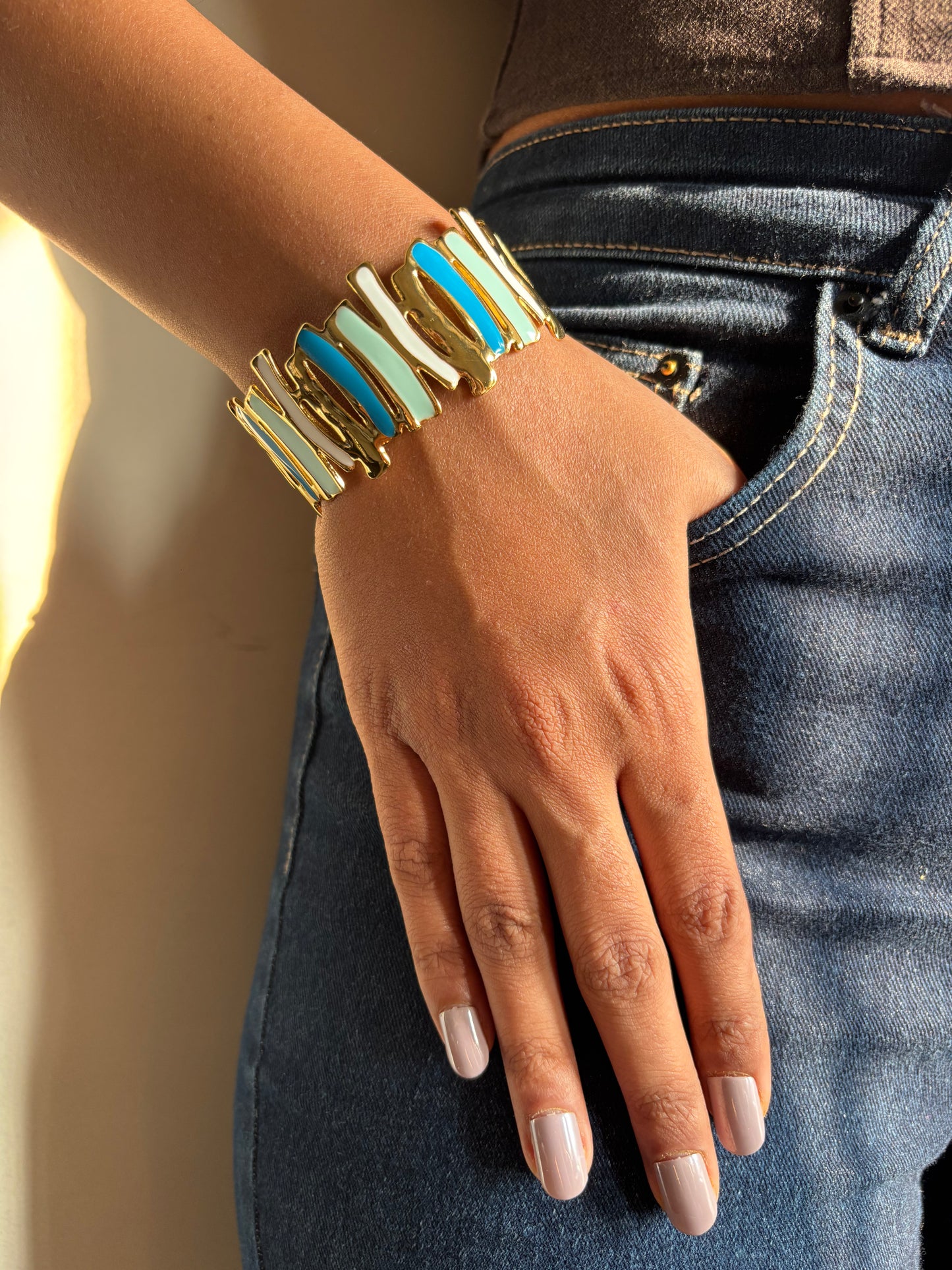 Blue Mist Splash Adjustable Cuff