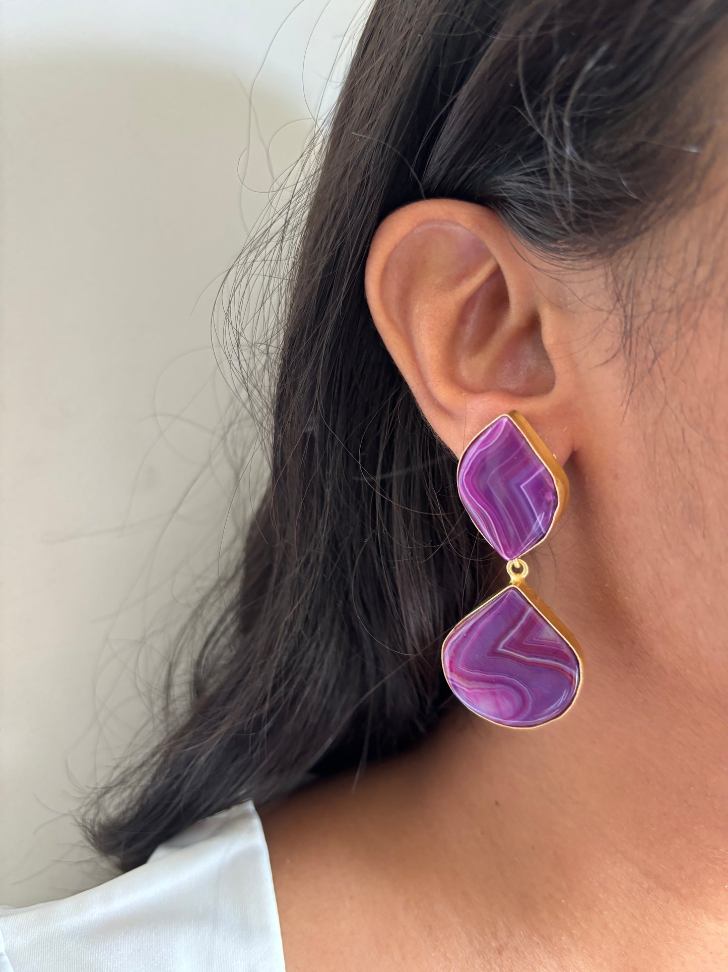 Color-Crush Natural Stone Earring- Brass