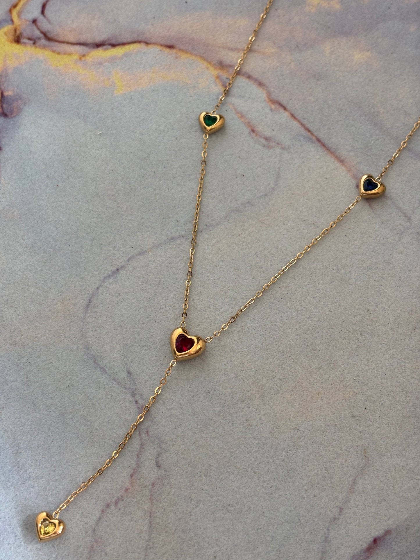 Heart Multi-color Y Necklace