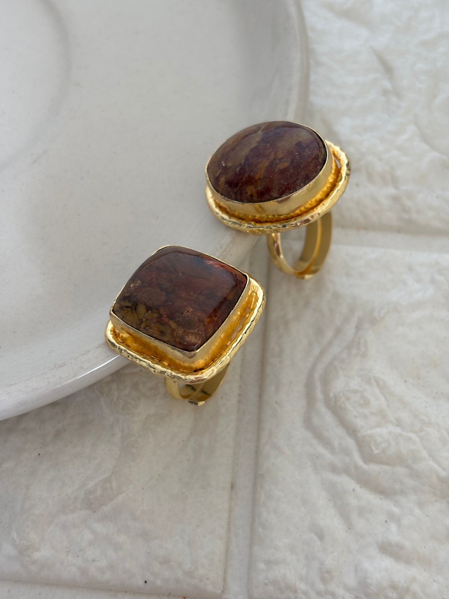 Jasper Adjustable Ring- Brass