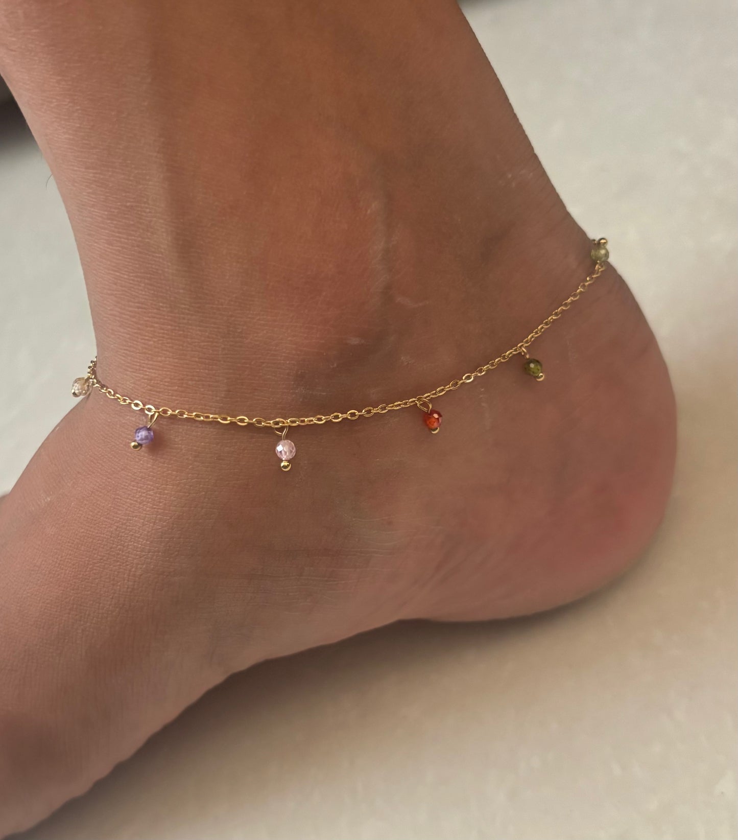 Multi Color Beaded Anklet