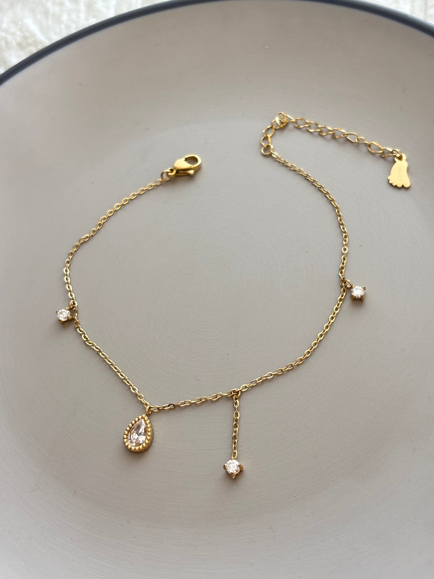 Pear Drop Charm Anklet