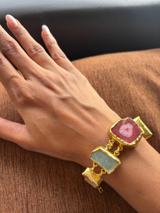 Reem Natural Stone Bracelet- Brass