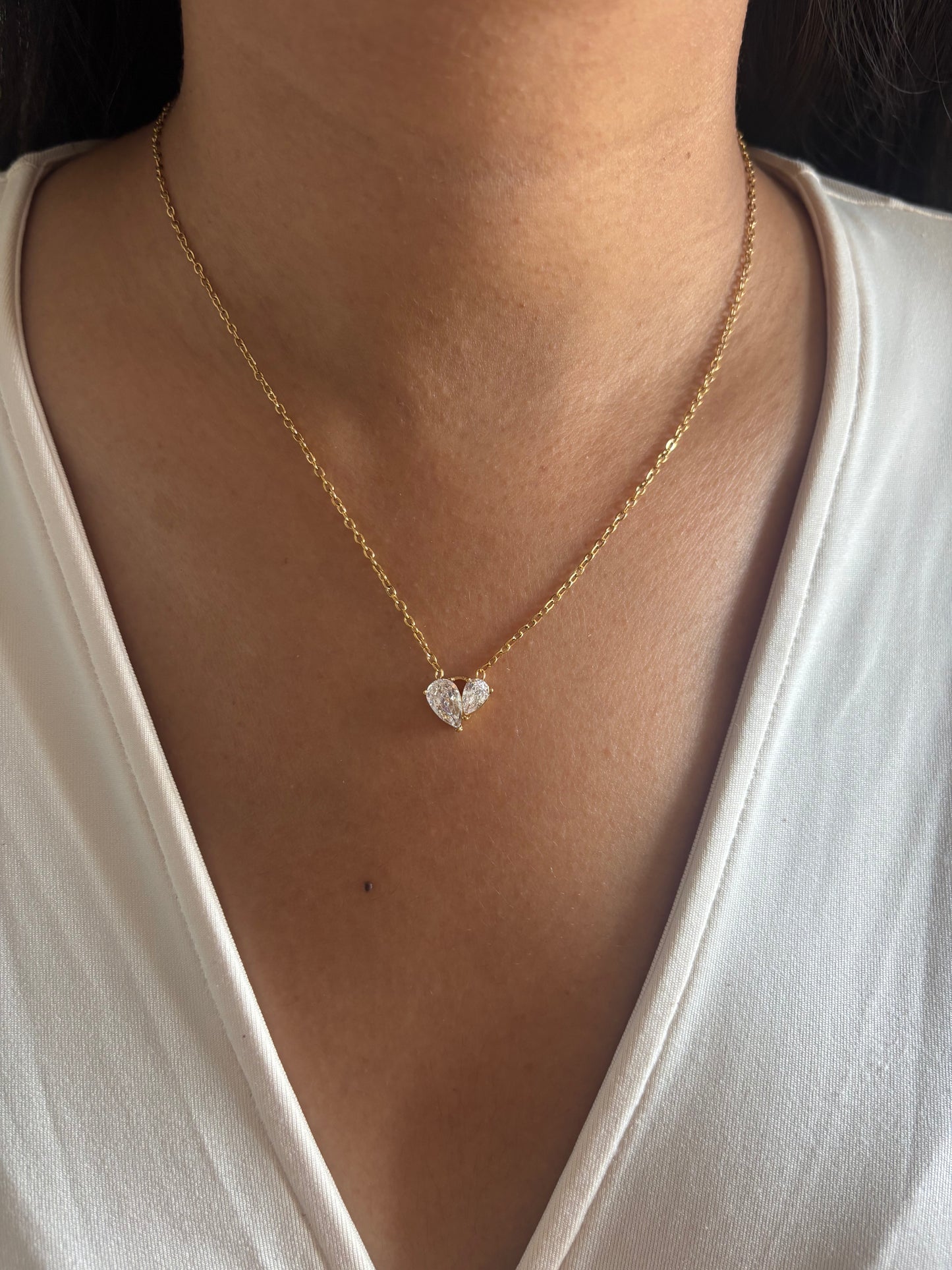 Duo Pear Solitaire Necklace