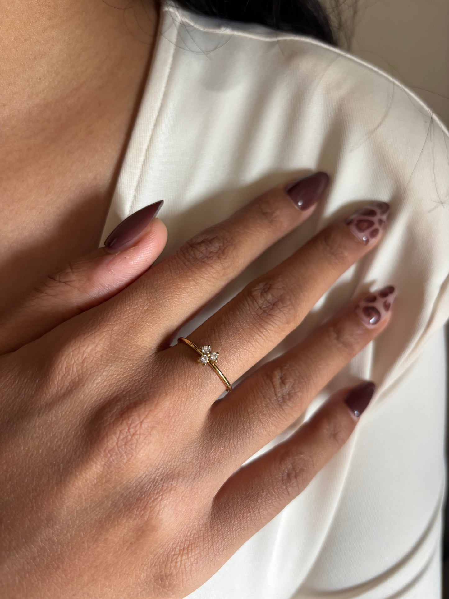Dainty Lea Studded Adjustable Ring
