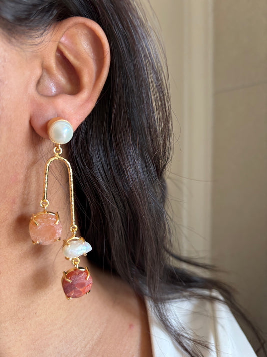 Jane Natural Stone Dangler Brass