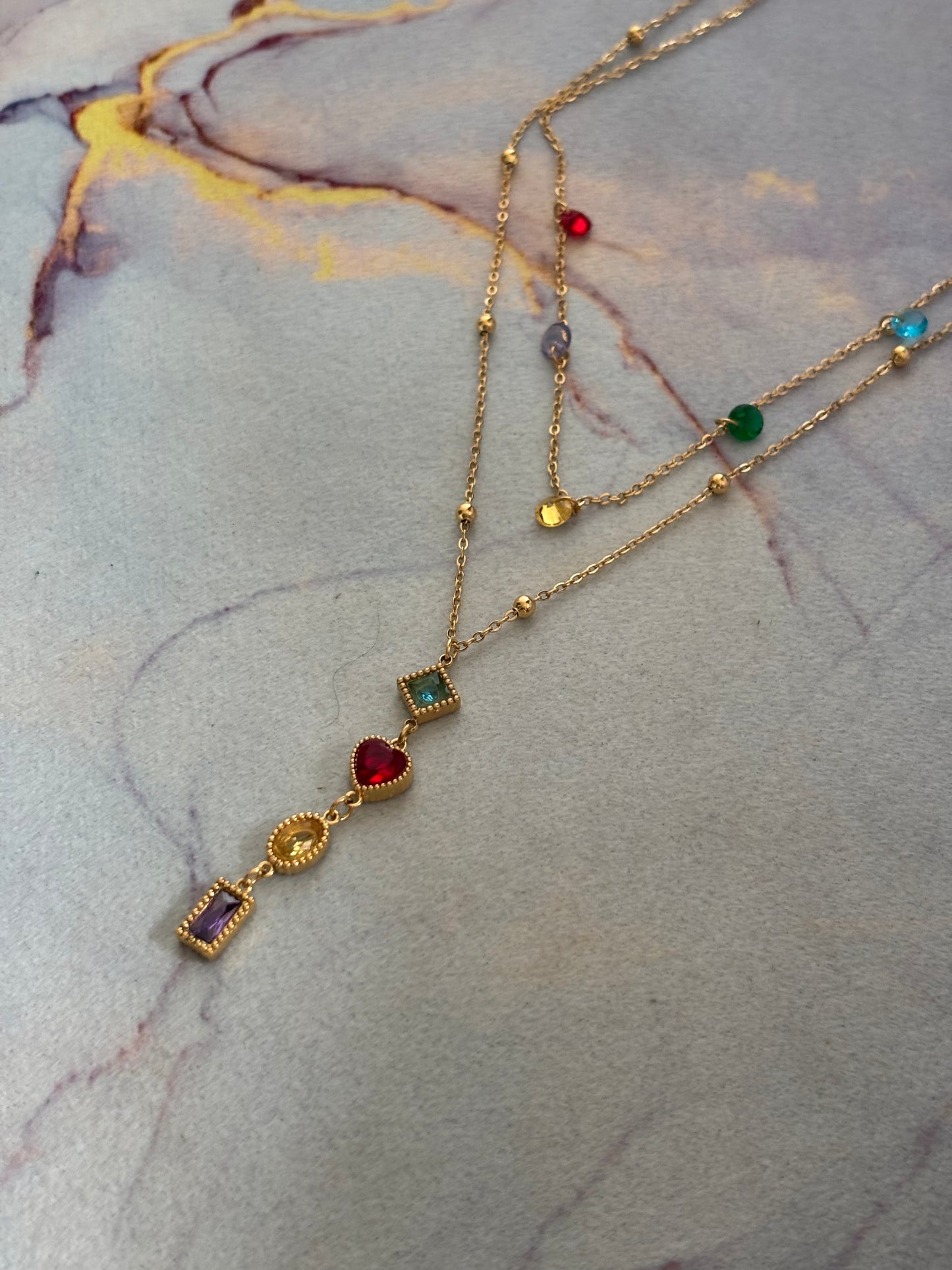 Multi-color Layered Y-Drop Necklace