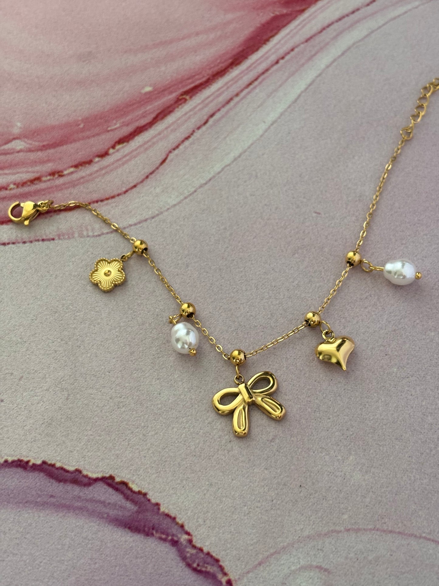 Coquette Bow Charm Bracelet -Large