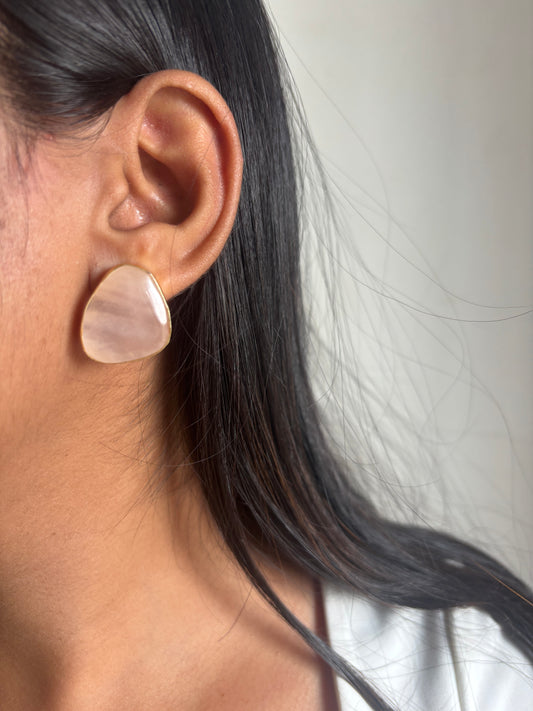 Bliss Natural Stone Studs- Brass