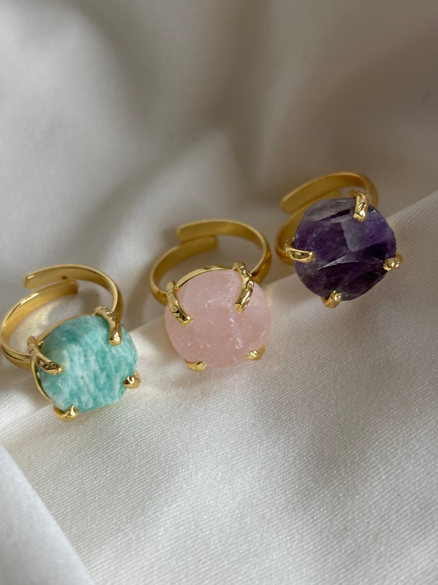 Pastel Color Natural Stone Adjustable Ring