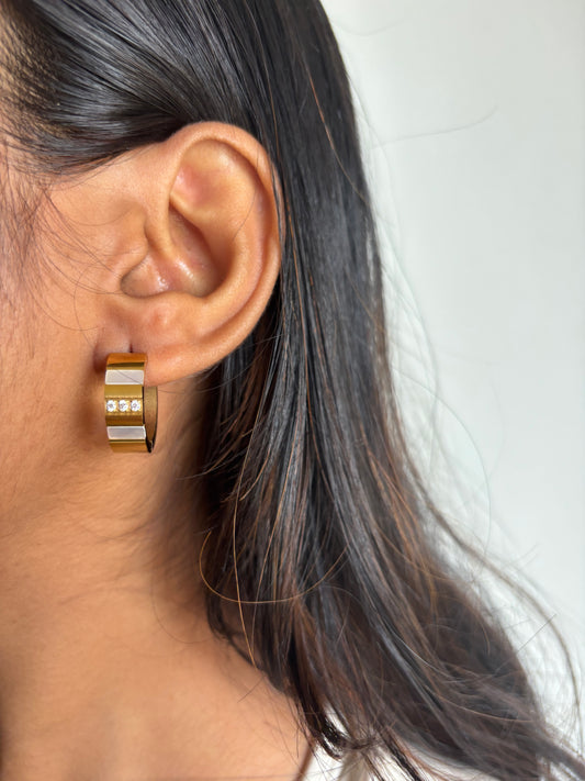 Studded MOP Bali Hoops