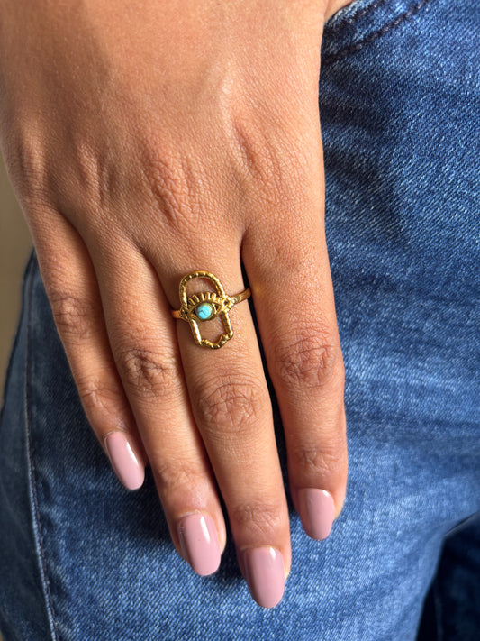 Lazuli Evil Eye Adjustable Ring