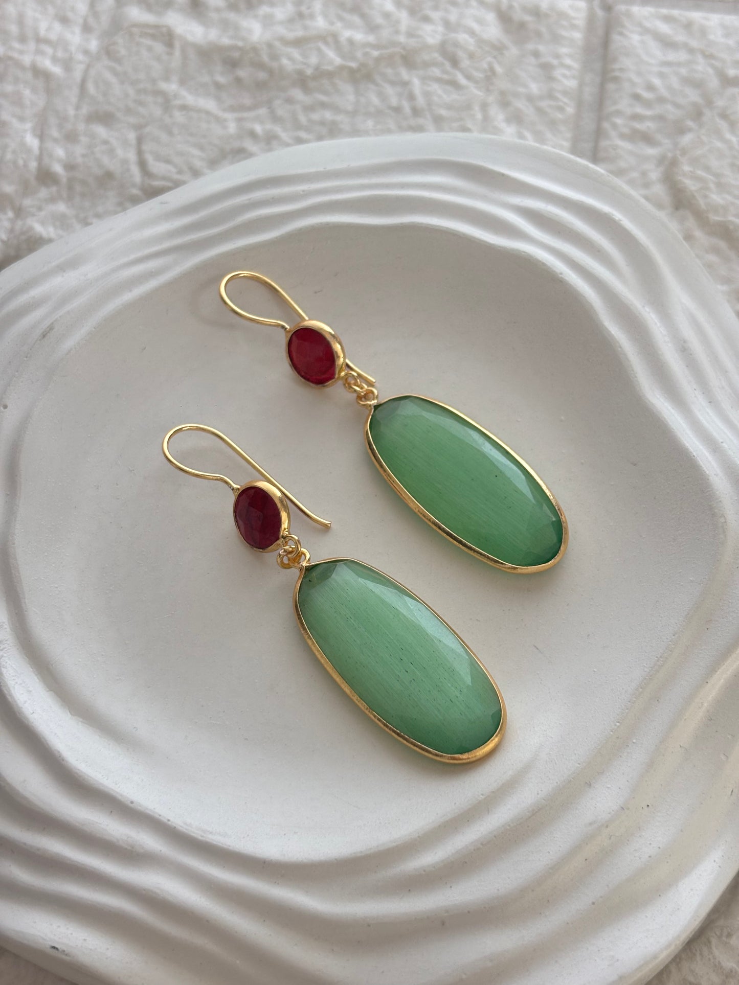 Mint Green Teardrop Dangler Brass
