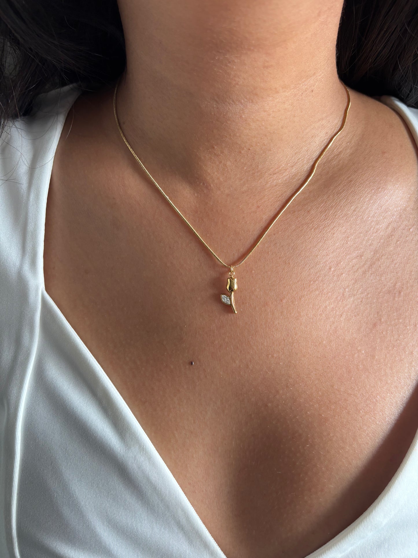 Rosy Clear Charm Necklace