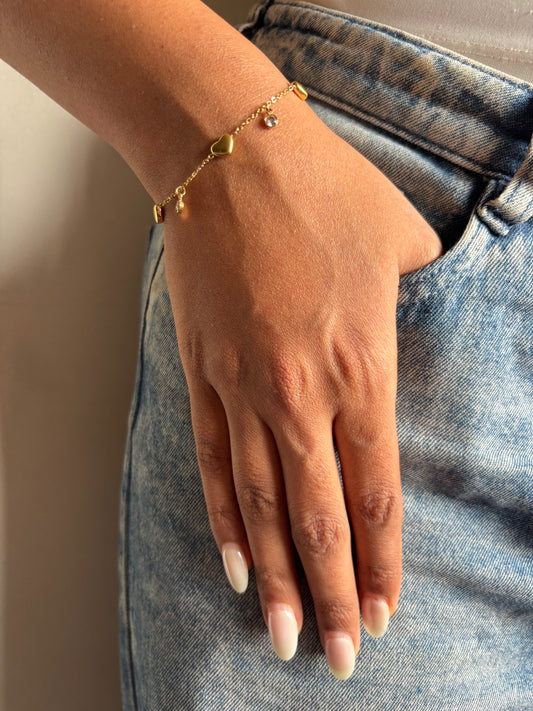 Heart Studded Charm Bracelet