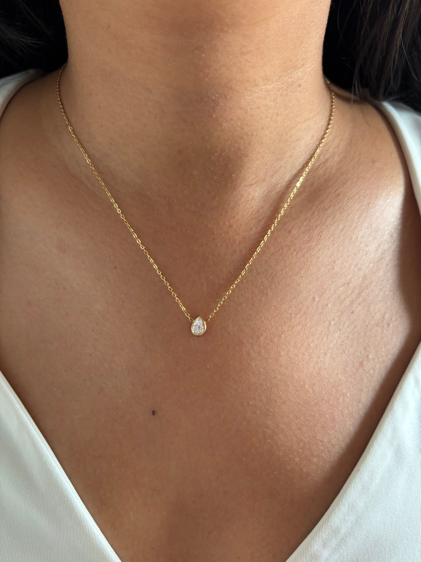 Pear Solitaire Necklace
