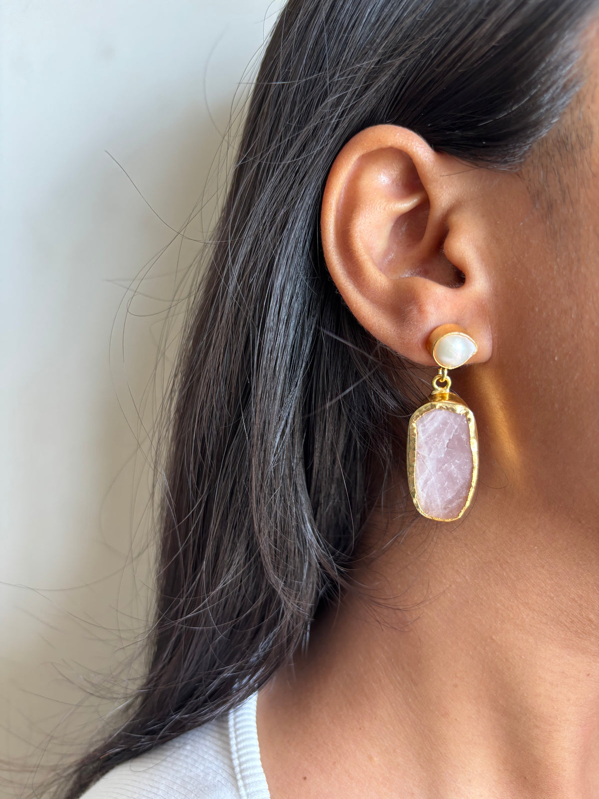 Natural Stone Drop - Brass