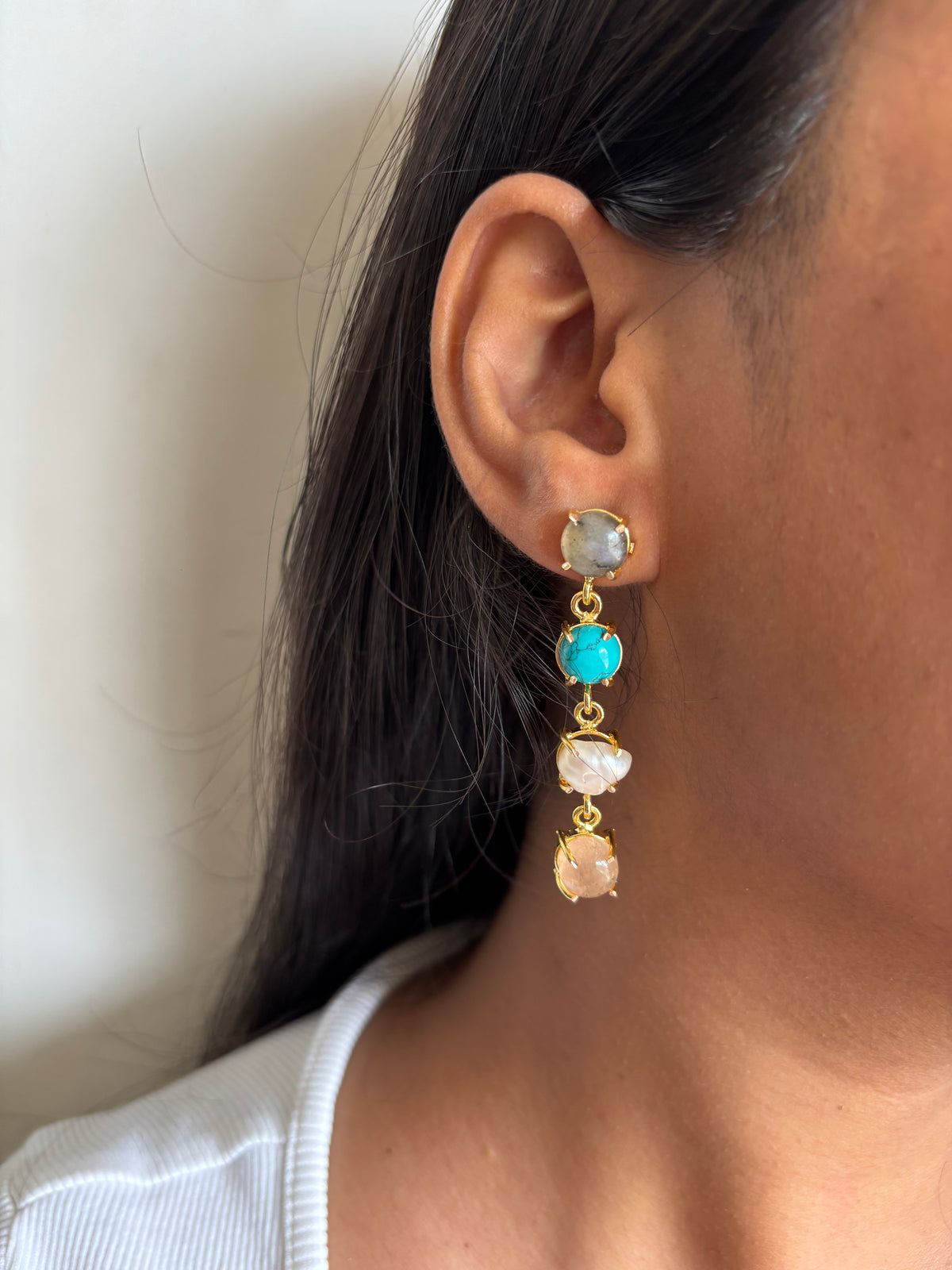 Misty Natural Stone Dangler Brass