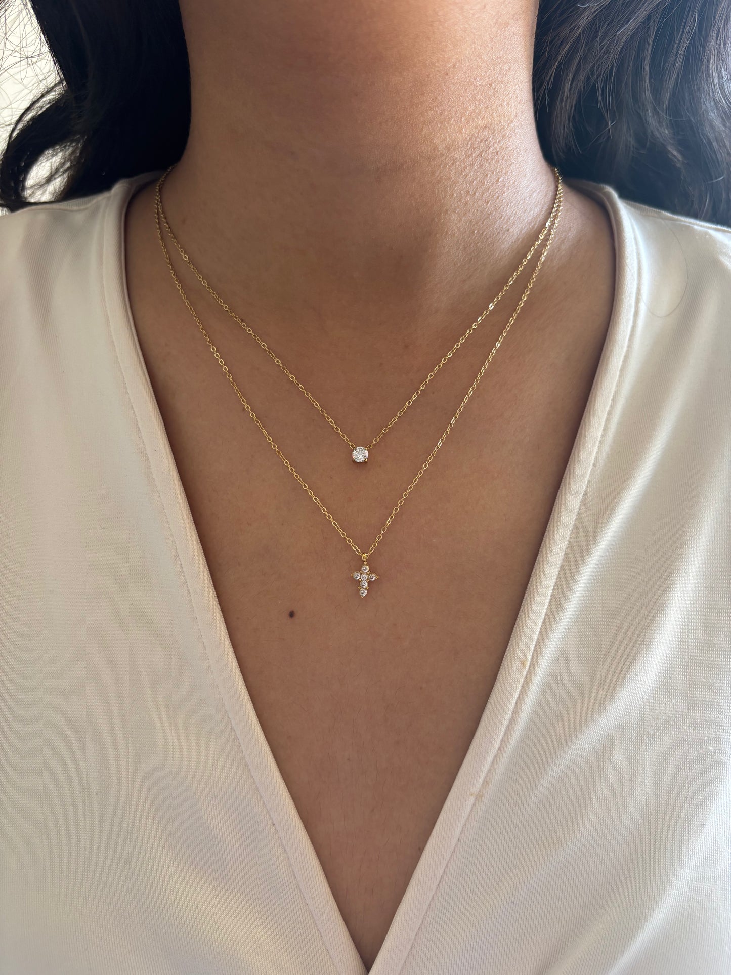 Dainty Layered Cross Necklace