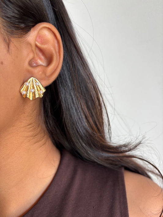 Studded Pearl-Shell Studs