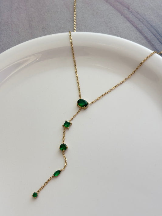 Ellie Emerald Y Necklace