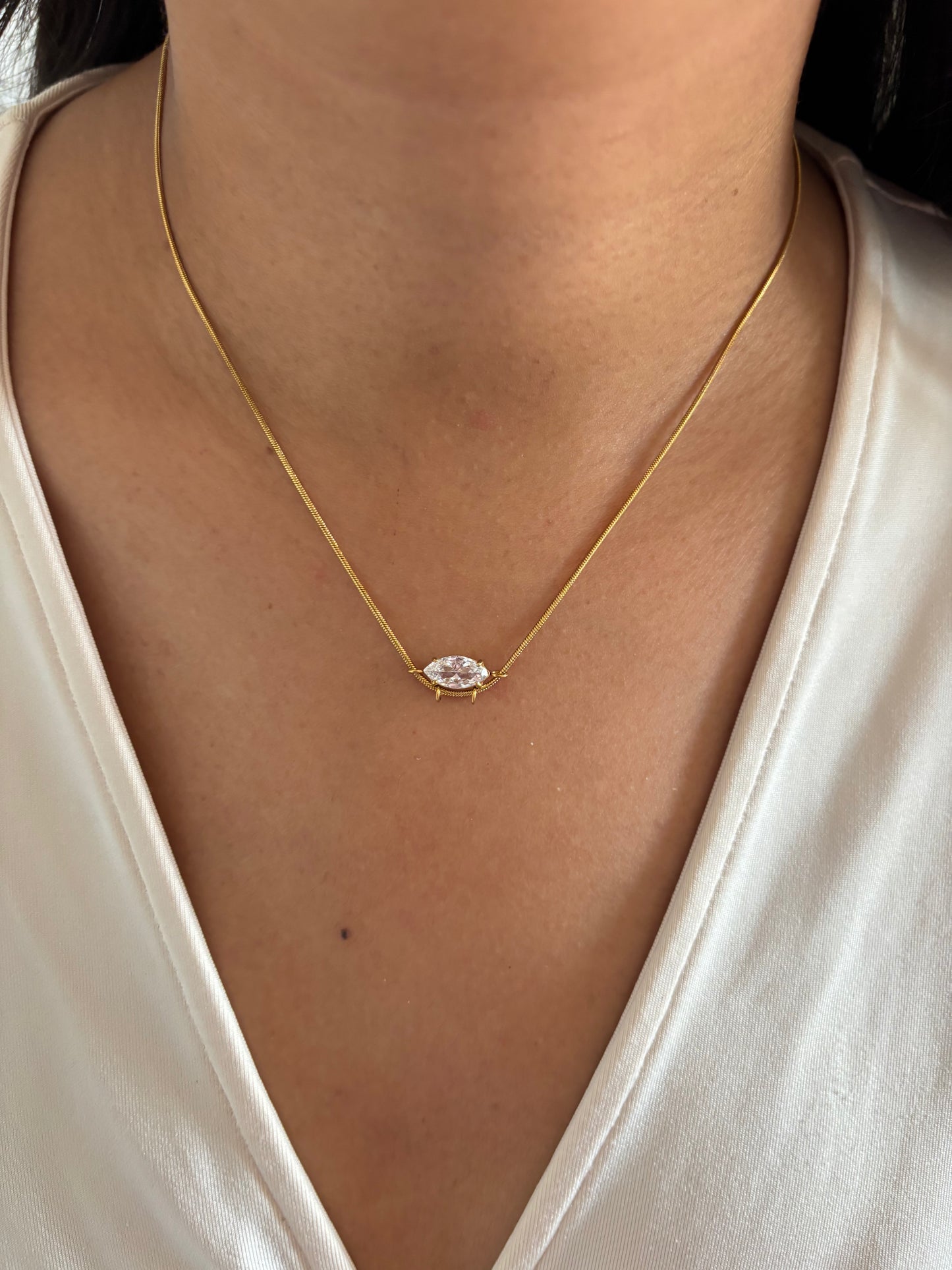 Marquise Curve Solitaire Necklace
