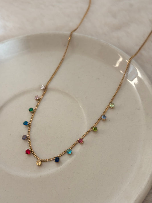 Dainty Multi-Crystal Studded Necklace