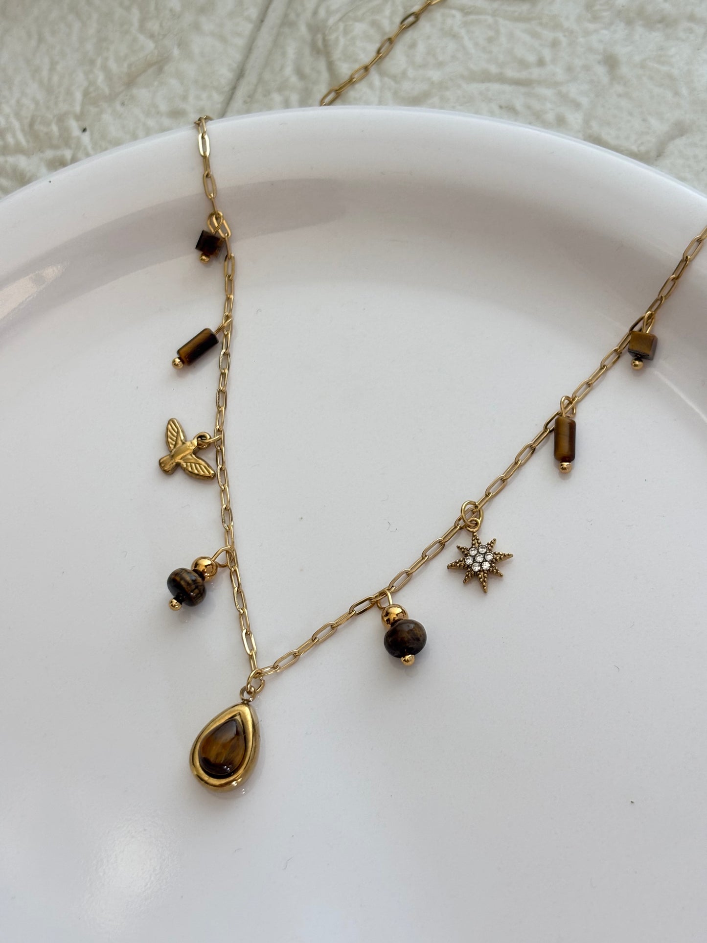 Tiger Eye Charm Necklace