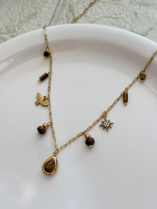Tiger Eye Charm Necklace