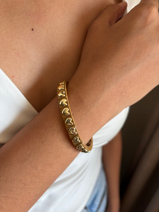 Mocha Heart Stretchable Enamel Bracelet