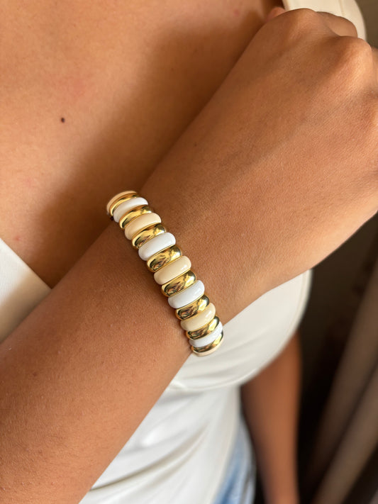 Vanilla Enamel Stretchable Bracelet