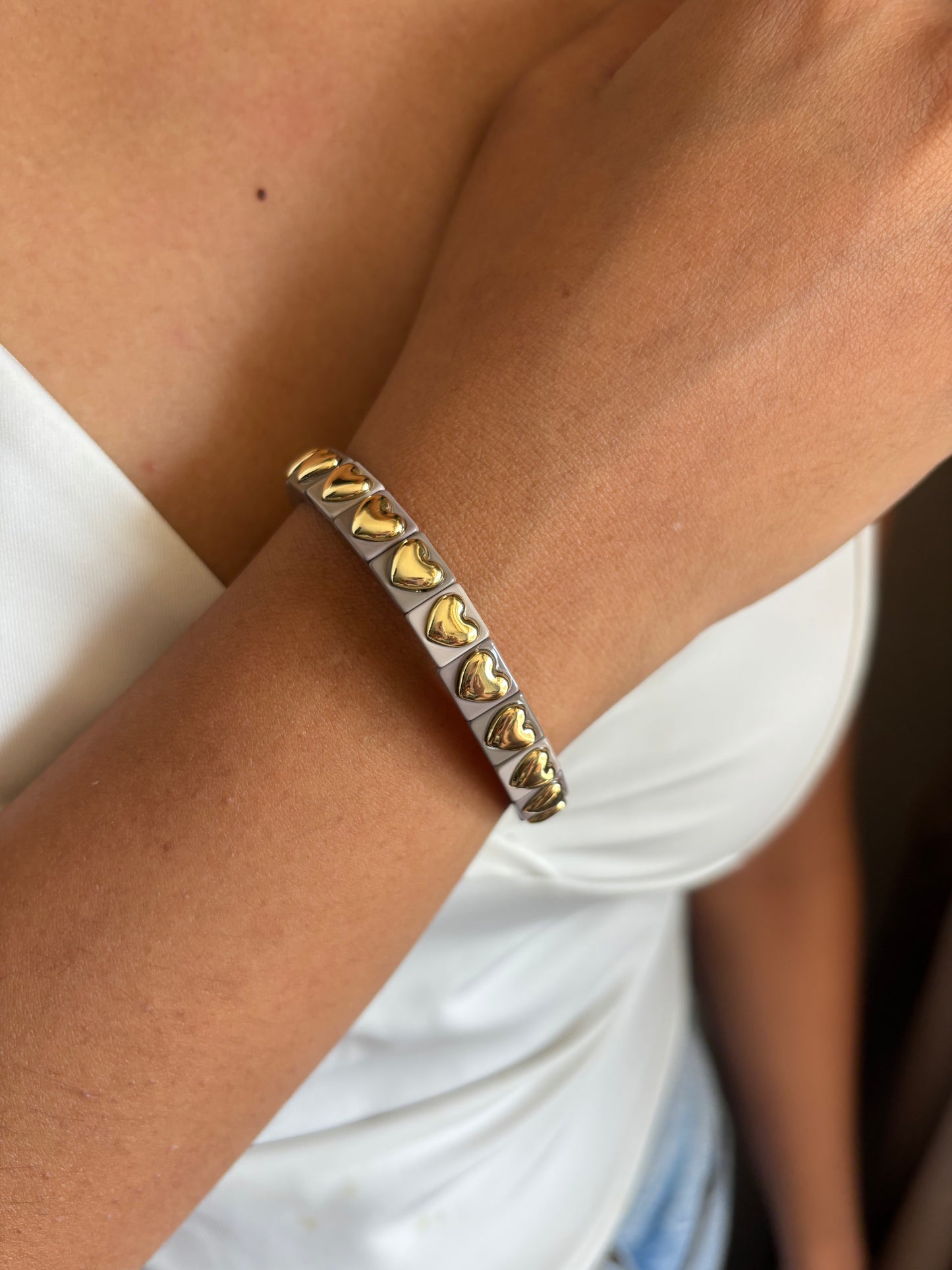 Grey Love Stretchable Bracelet