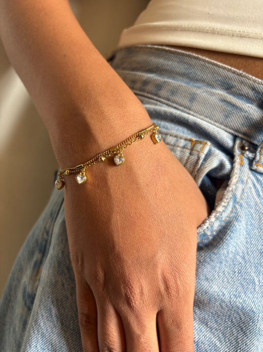Clear Heart Charm Bracelet