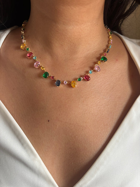 Sydney Color Splash Necklace - Brass