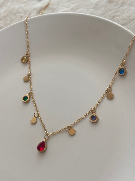 Hexa Drop Charm Necklace