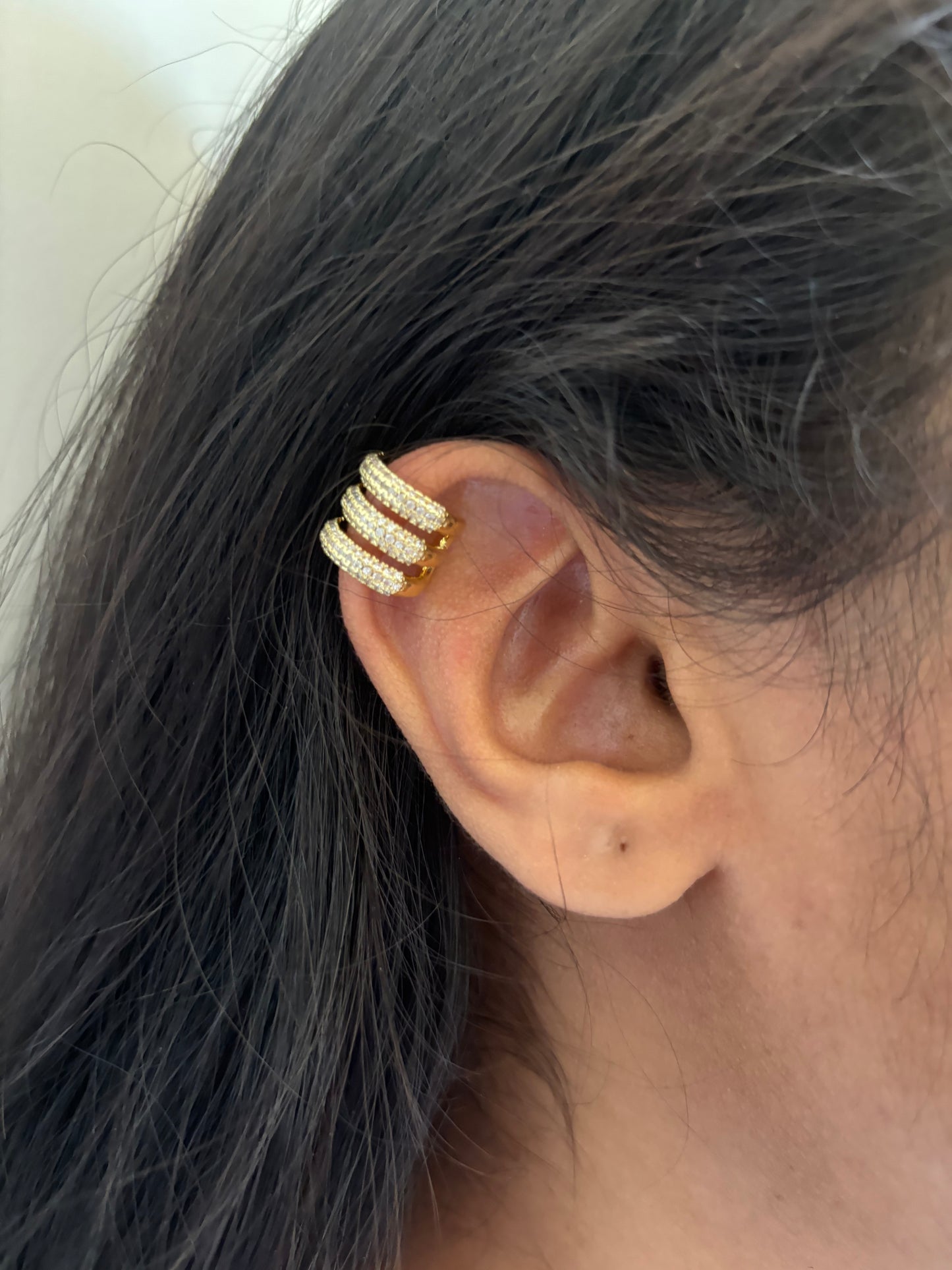 Spiral Studded Earcuff- Brass