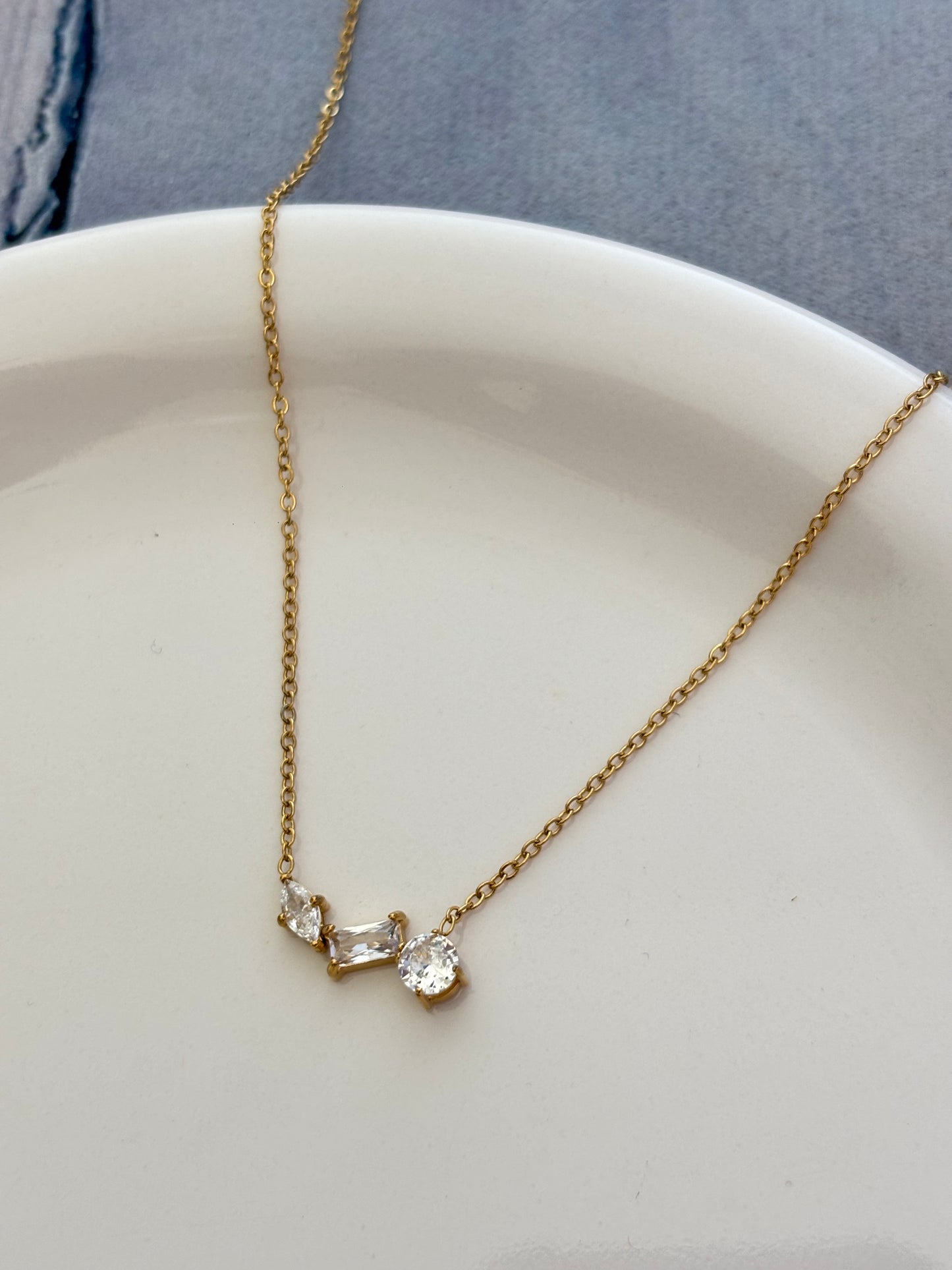 Trio Solitaire Necklace
