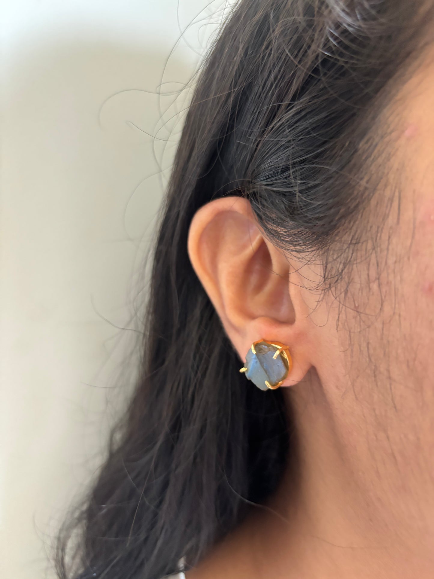 Grey Pyrite Studs- Brass