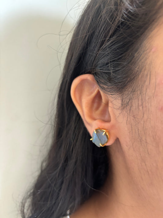 Grey Pyrite Studs- Brass