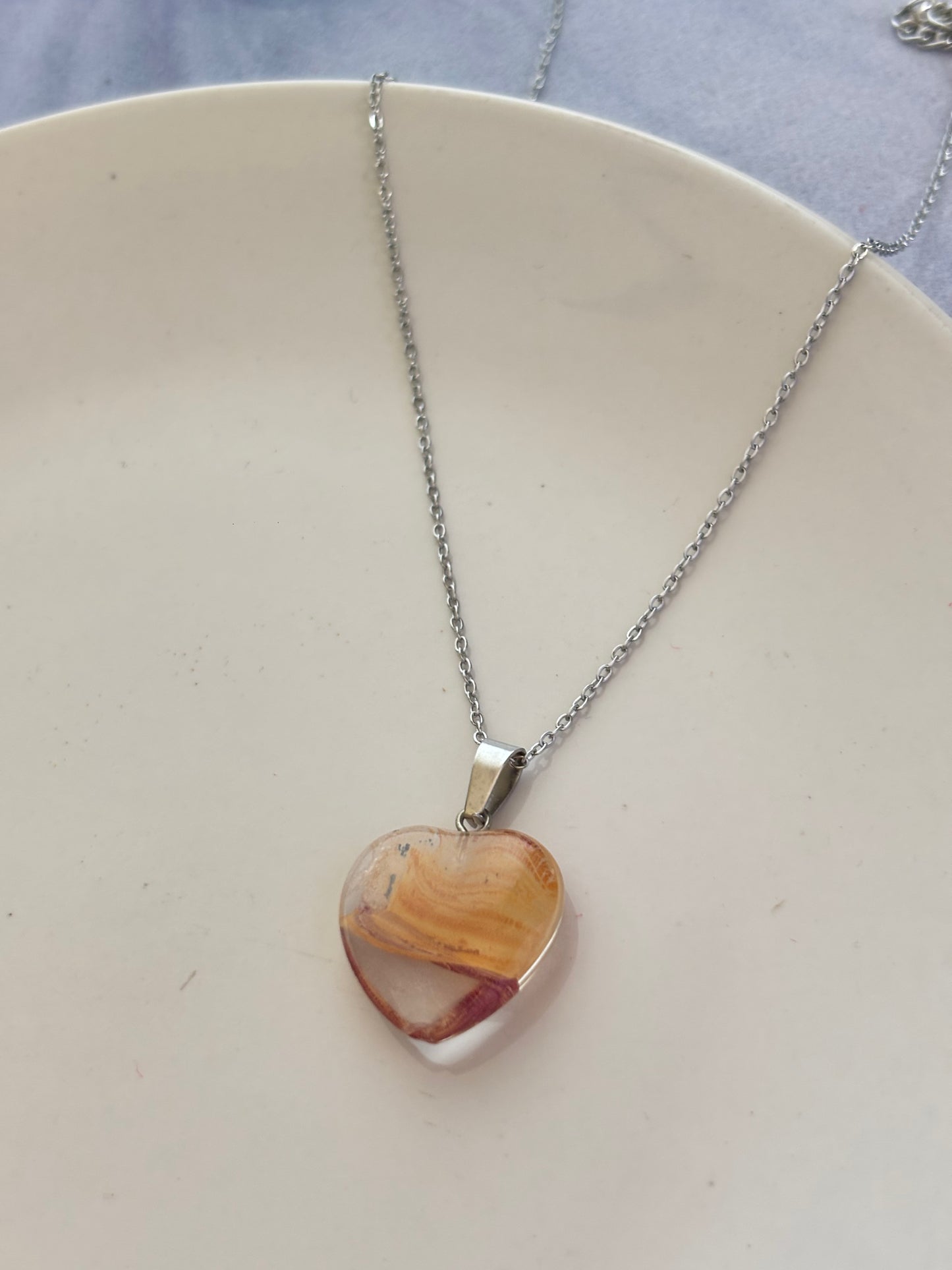 Glass Heart Silver Necklace
