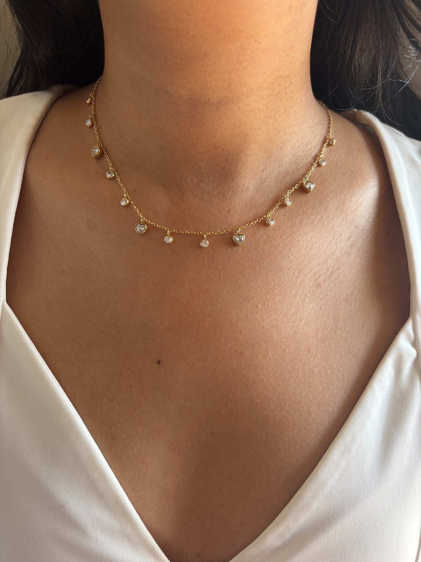 Amare Heart Studded Necklace