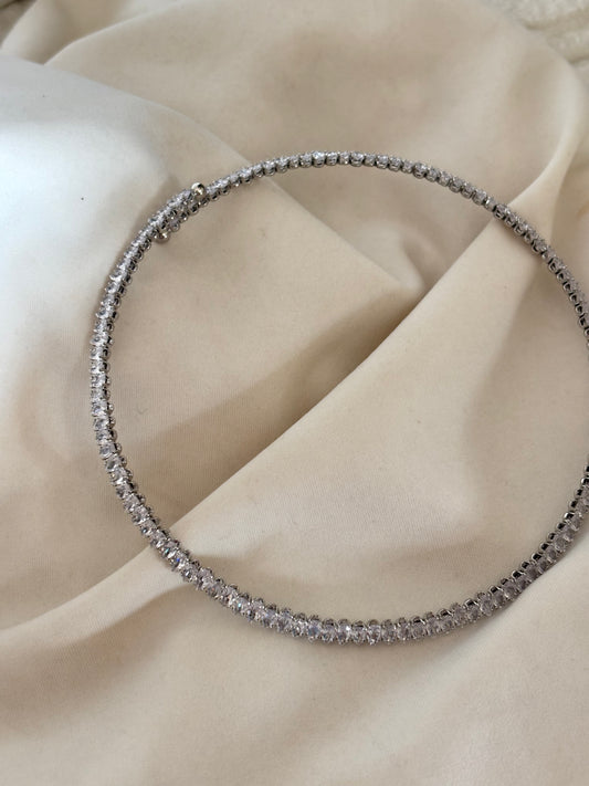 Marquise Silver Solitaire Choker- Brass