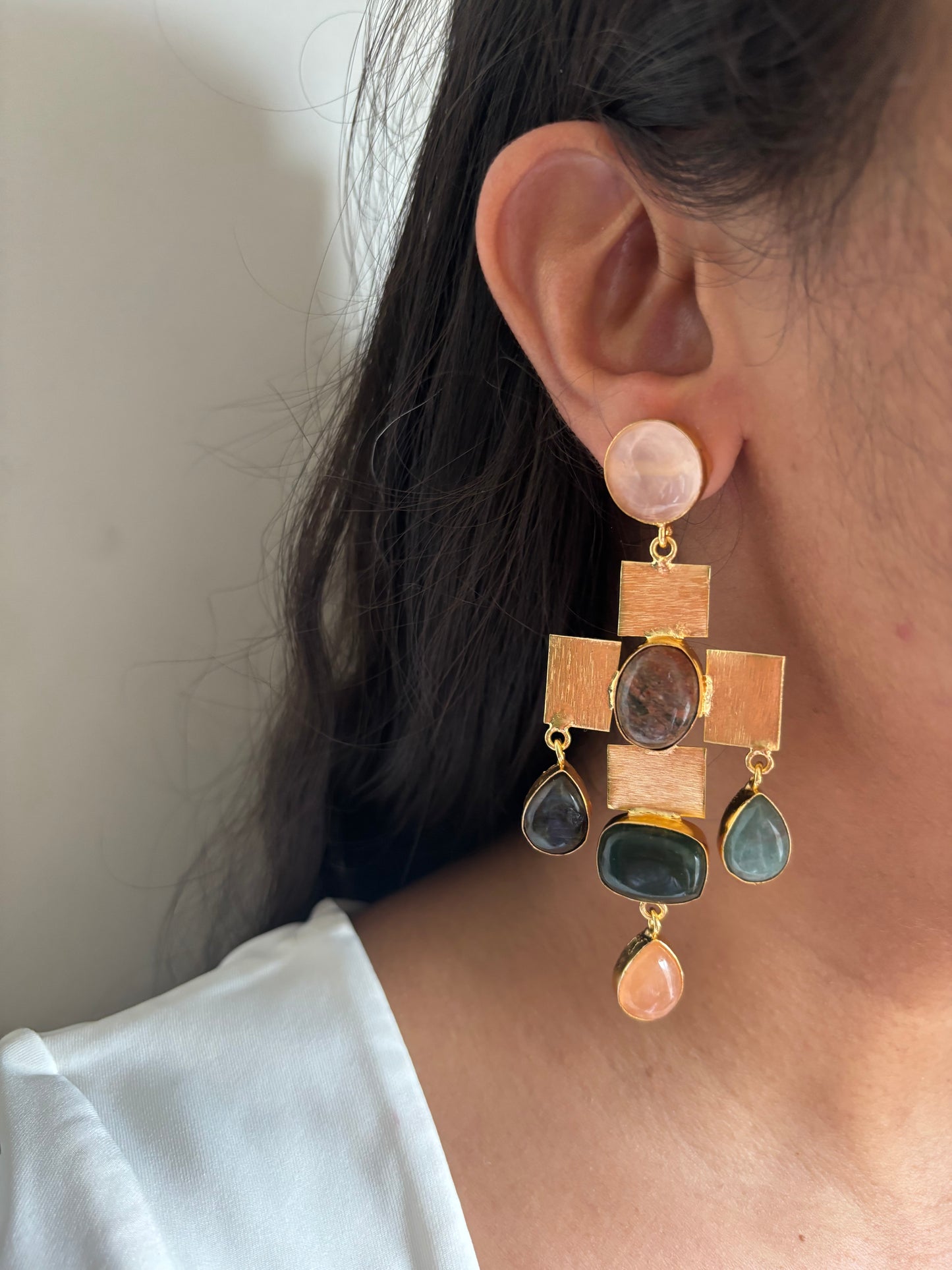 Majesty Natural Stone Earring-Brass