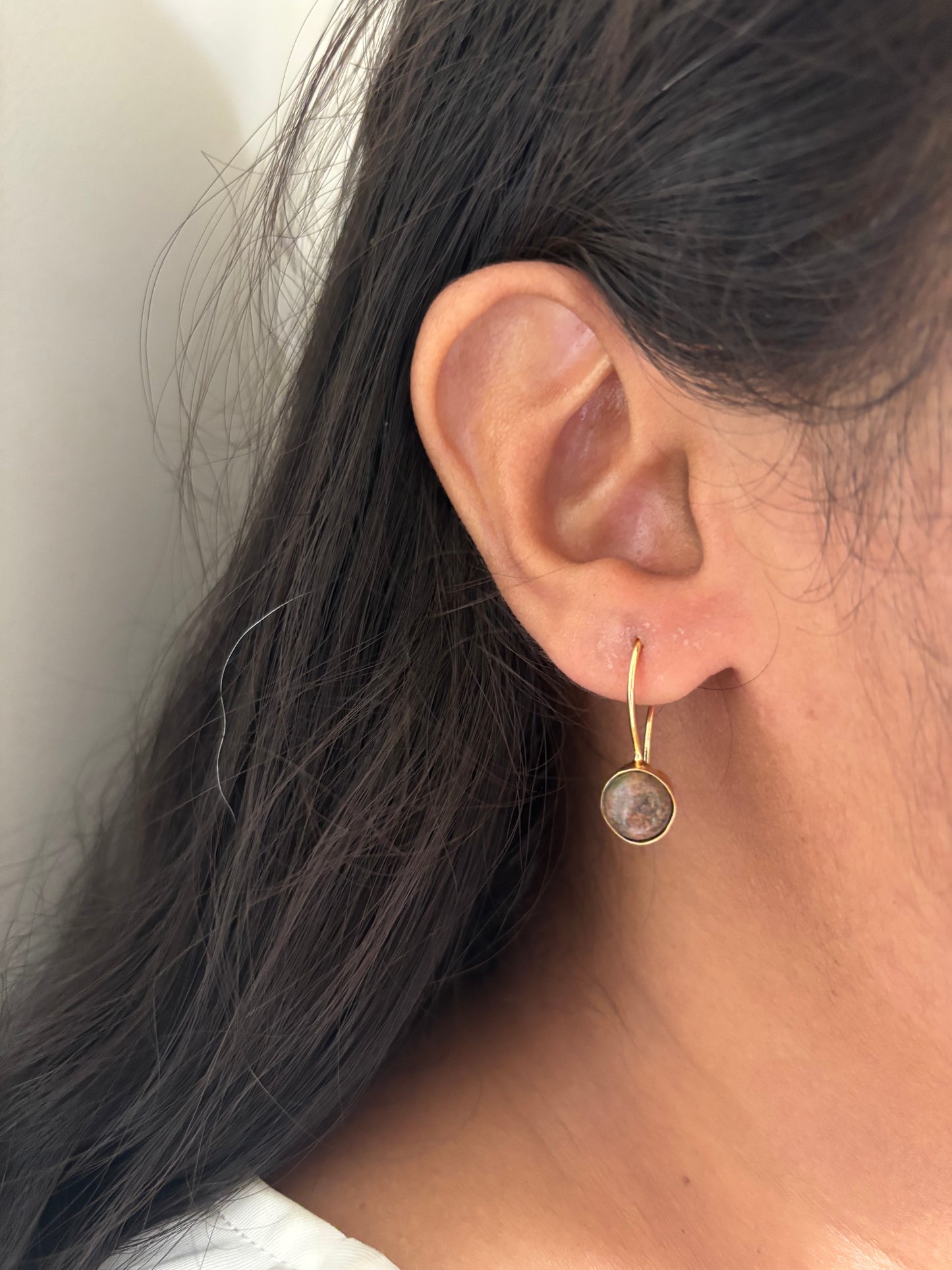 Brown Drop Earrings - Brass