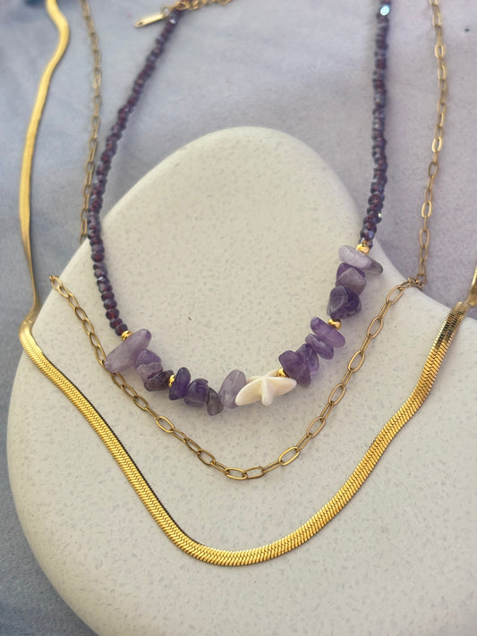 Purple martini Stack Necklace