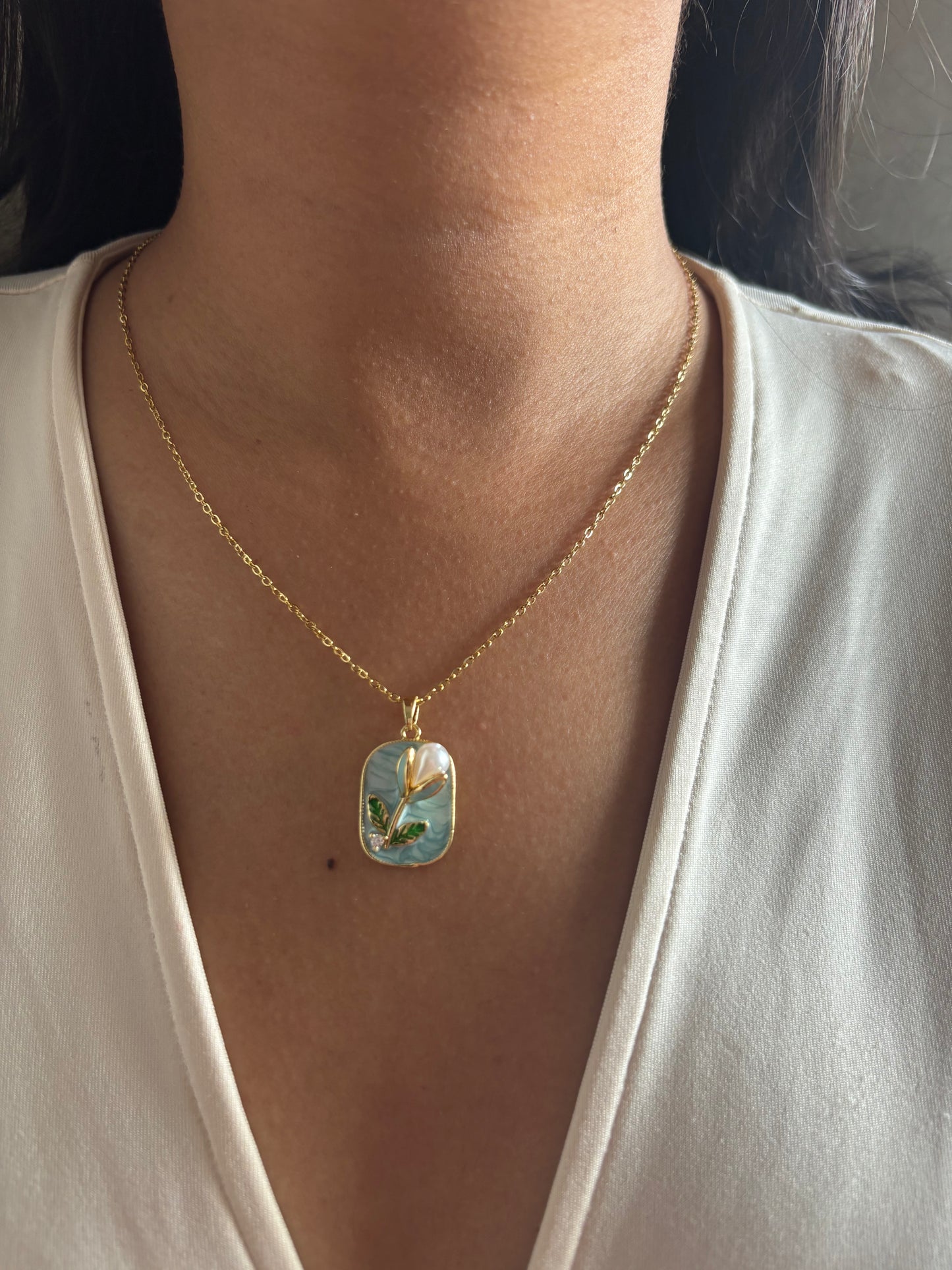 Ocean Flora Enamel Necklace