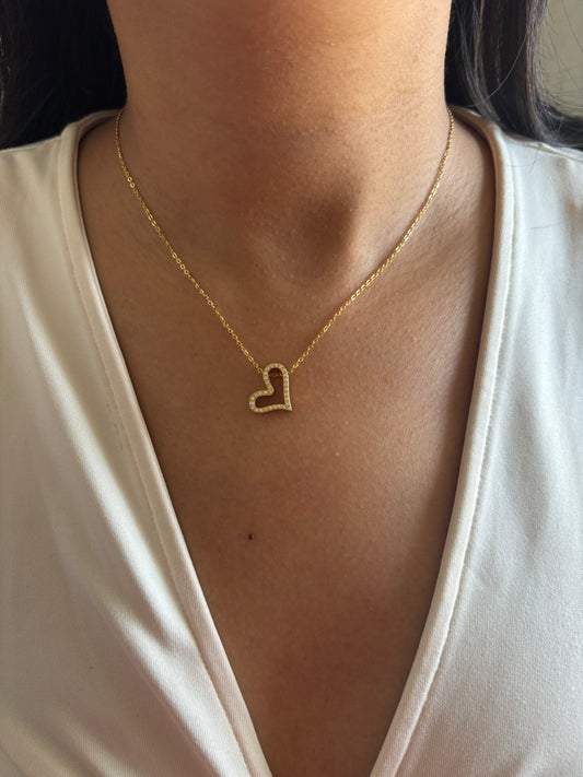 Studded cut-out Heart Necklace