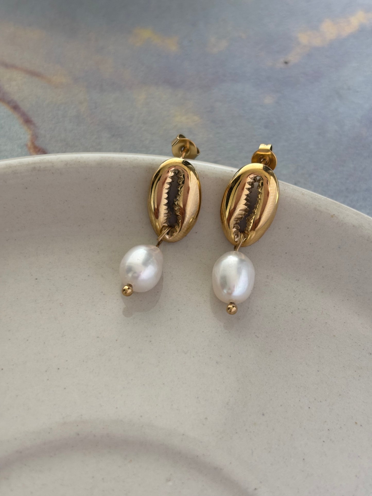 Bean Pearl Drop Earring