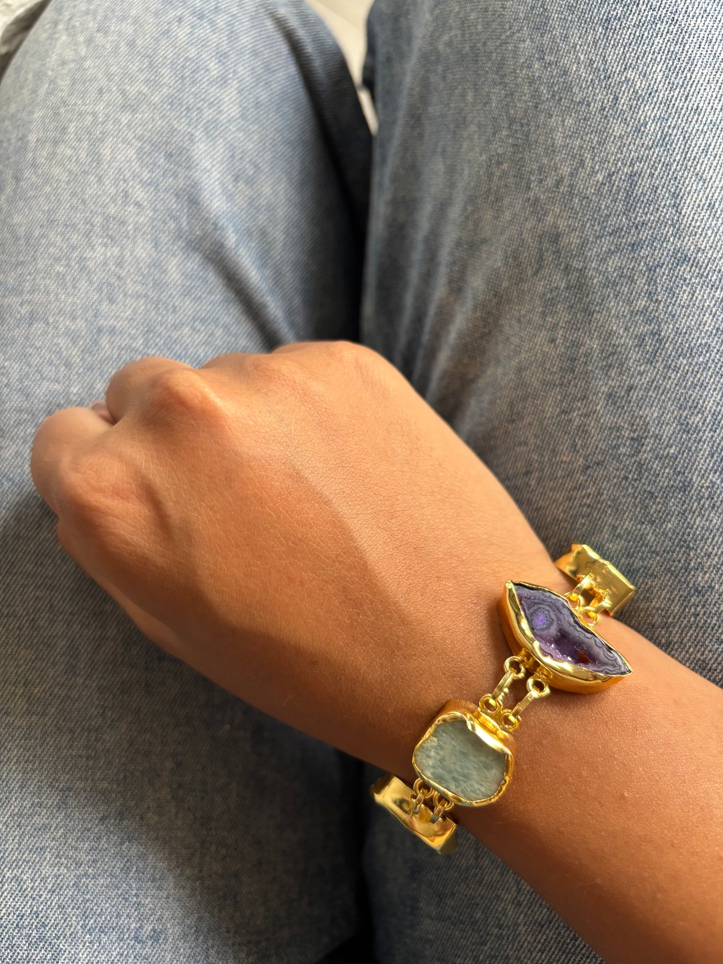 Reem Natural Stone Bracelet- Brass