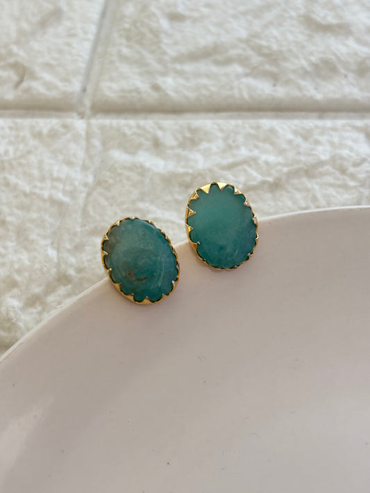 Fusion Natural Stone Studs- Brass